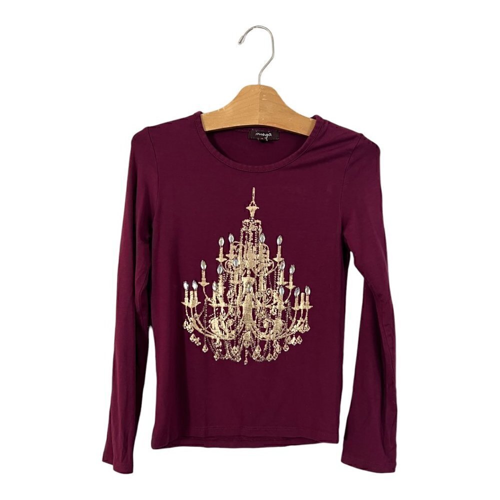 Imoga Ariana Chandelier Shirt Long Sleeves Embellished Jewels Girls Size 8
